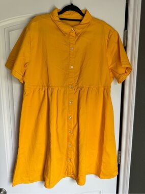 Grapent Mustard Yellow Denim Babydoll Shirt Dress XXL NWOT